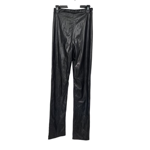 NWT PrettyLittleThing Black Faux Leather Split Leg Flared Goth Punk Pant Women 6 - Picture 10 of 10